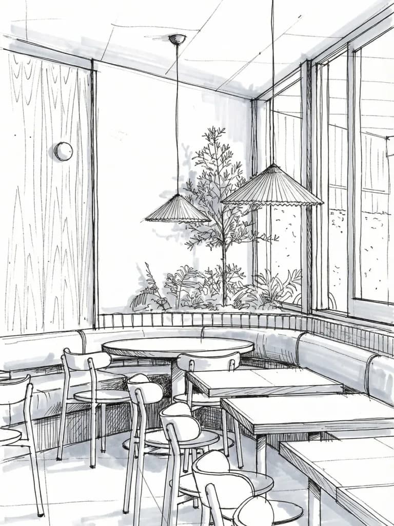 Board visual converted from render into hand-drawn sketch language