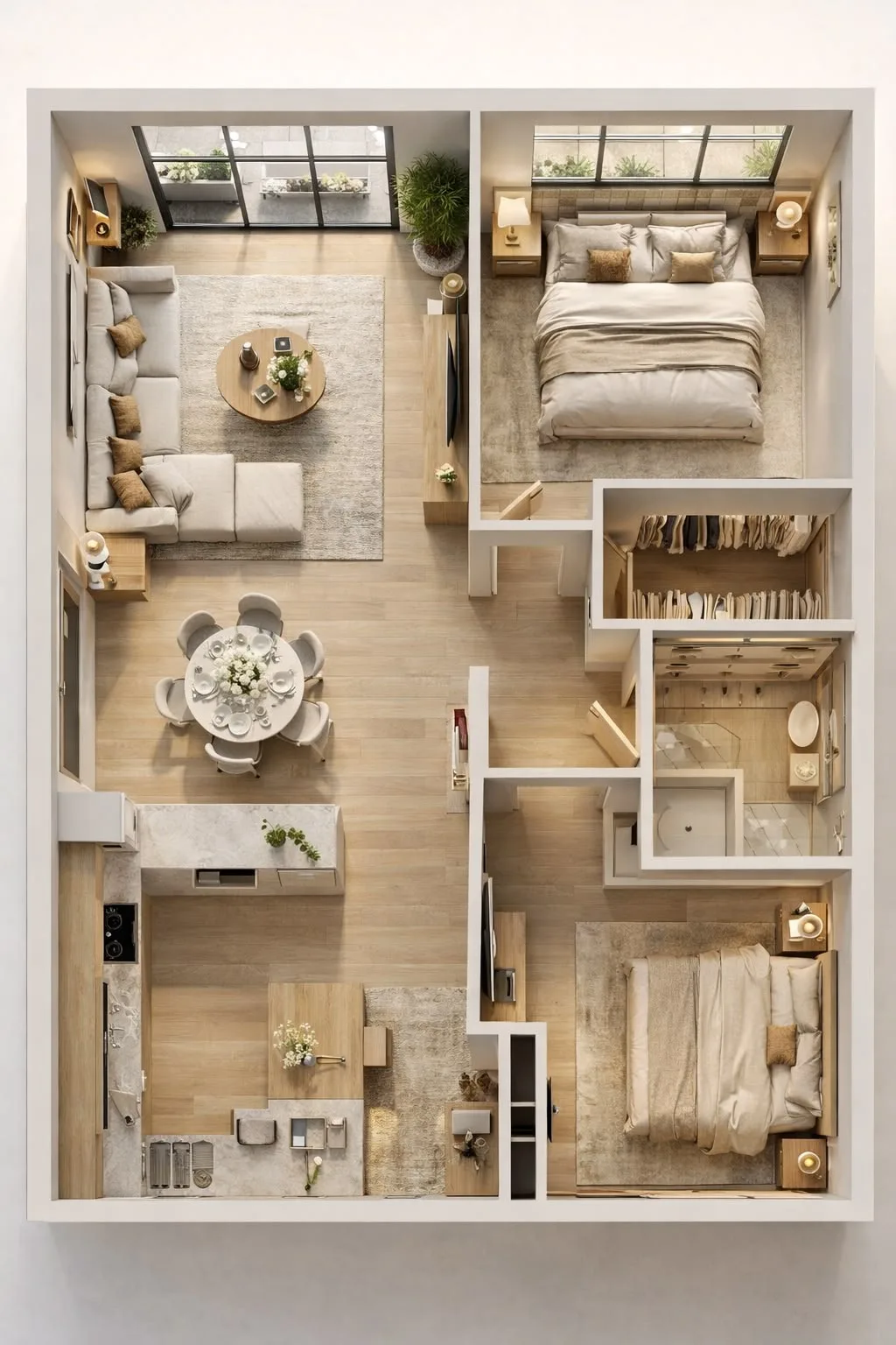 AI 3D floor plan example for a villa