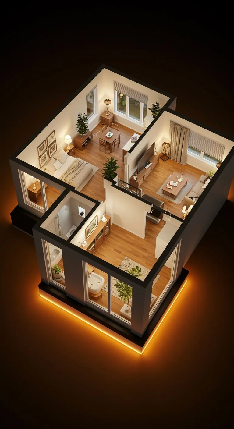 Satış sunumu için AI 3D kat planı