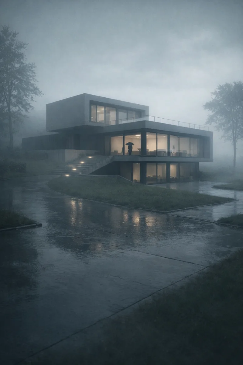 Fog presetiyle sisli modern konut